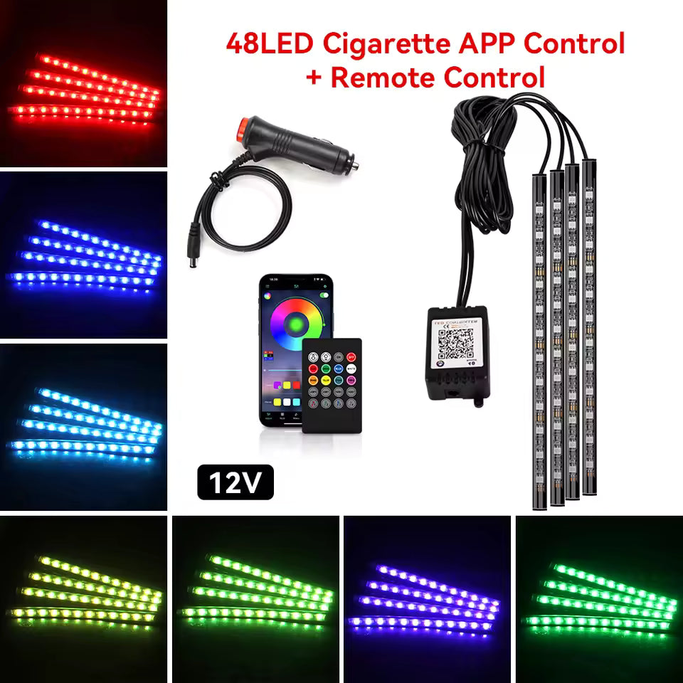 3m/5m/10m Neon LED Car Interior Light Strip – Flexible EL Wire Ambient Decoration Lamp 12V