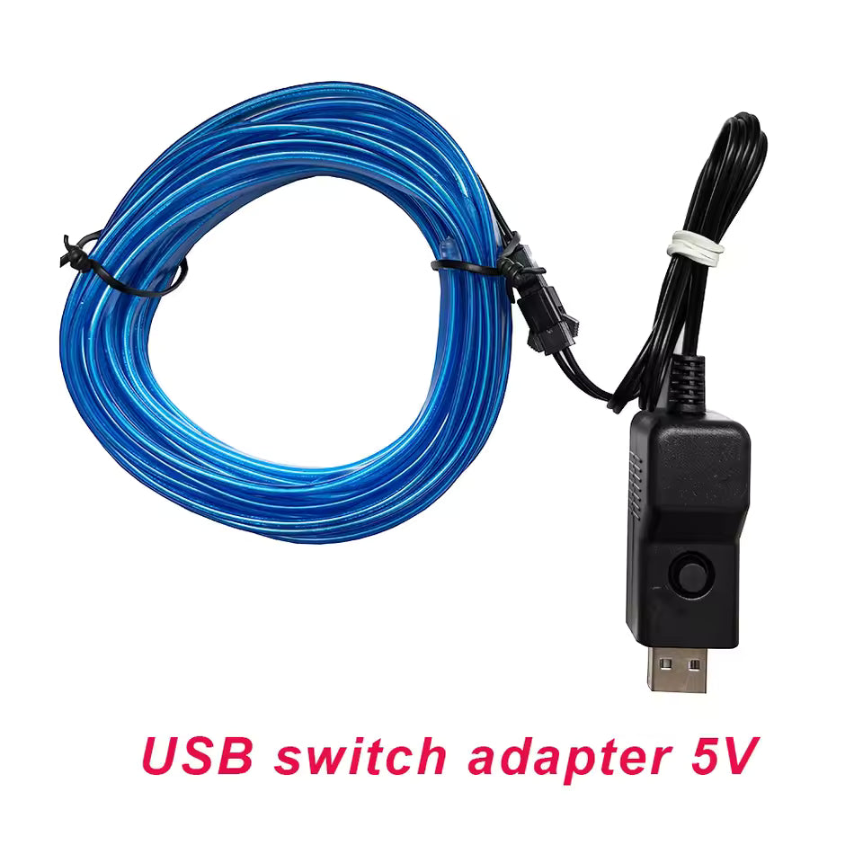 3m/5m/10m Neon LED Car Interior Light Strip – Flexible EL Wire Ambient Decoration Lamp 12V