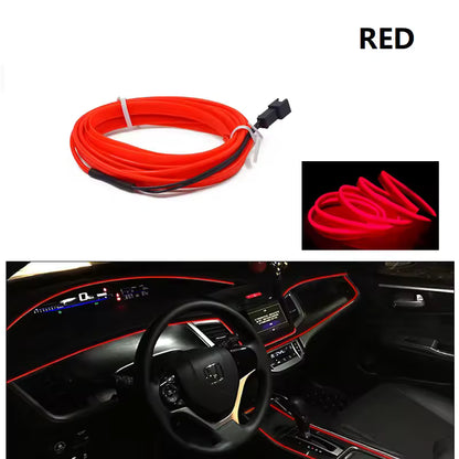 3m/5m/10m Neon LED Car Interior Light Strip – Flexible EL Wire Ambient Decoration Lamp 12V