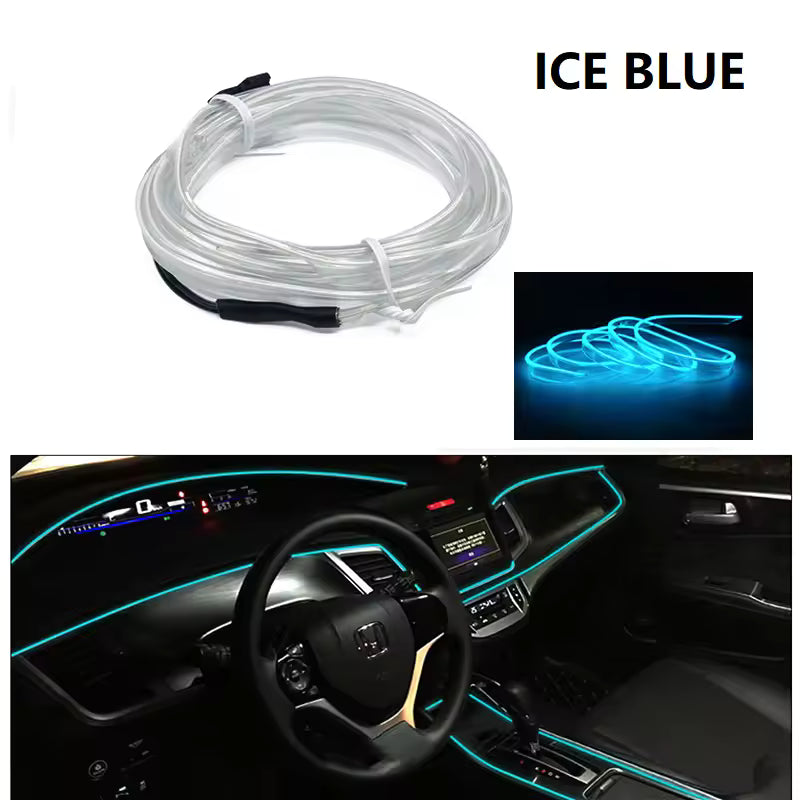 3m/5m/10m Neon LED Car Interior Light Strip – Flexible EL Wire Ambient Decoration Lamp 12V