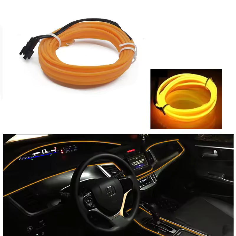 3m/5m/10m Neon LED Car Interior Light Strip – Flexible EL Wire Ambient Decoration Lamp 12V