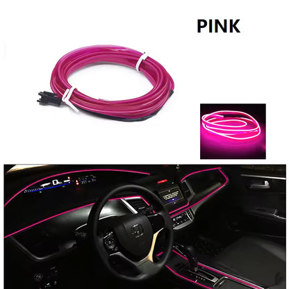 3m/5m/10m Neon LED Car Interior Light Strip – Flexible EL Wire Ambient Decoration Lamp 12V