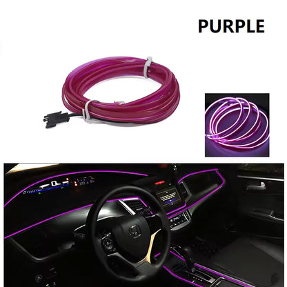 3m/5m/10m Neon LED Car Interior Light Strip – Flexible EL Wire Ambient Decoration Lamp 12V