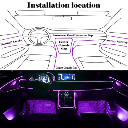 APP Control RGB EL Wire Car Interior Light – Flexible Neon Ambient Strip 12V