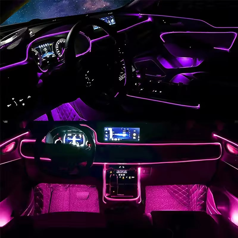 APP Control RGB EL Wire Car Interior Light – Flexible Neon Ambient Strip 12V