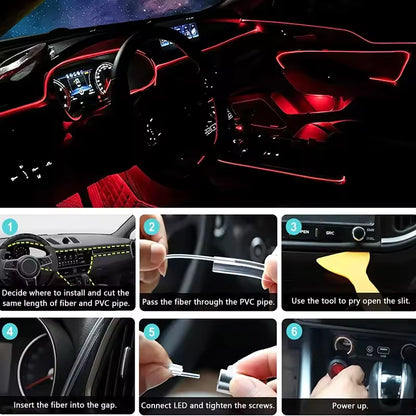 APP Control RGB EL Wire Car Interior Light – Flexible Neon Ambient Strip 12V