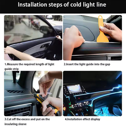 1M/2M/3M/5M USB Car Interior Neon Light Strip – Flexible LED Door & Reading Light Decoration 12V Red