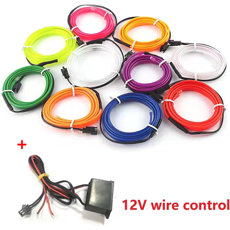 1M/2M/3M/5M USB Car Interior Neon Light Strip – Flexible LED Door & Reading Light Decoration 12V Red