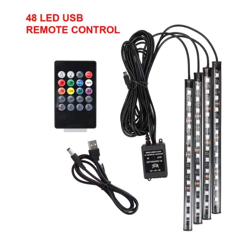 Universal RGB Car Ambient LED Lights – 8 Color Interior Atmosphere Strip for Cars, SUVs & 4x4s