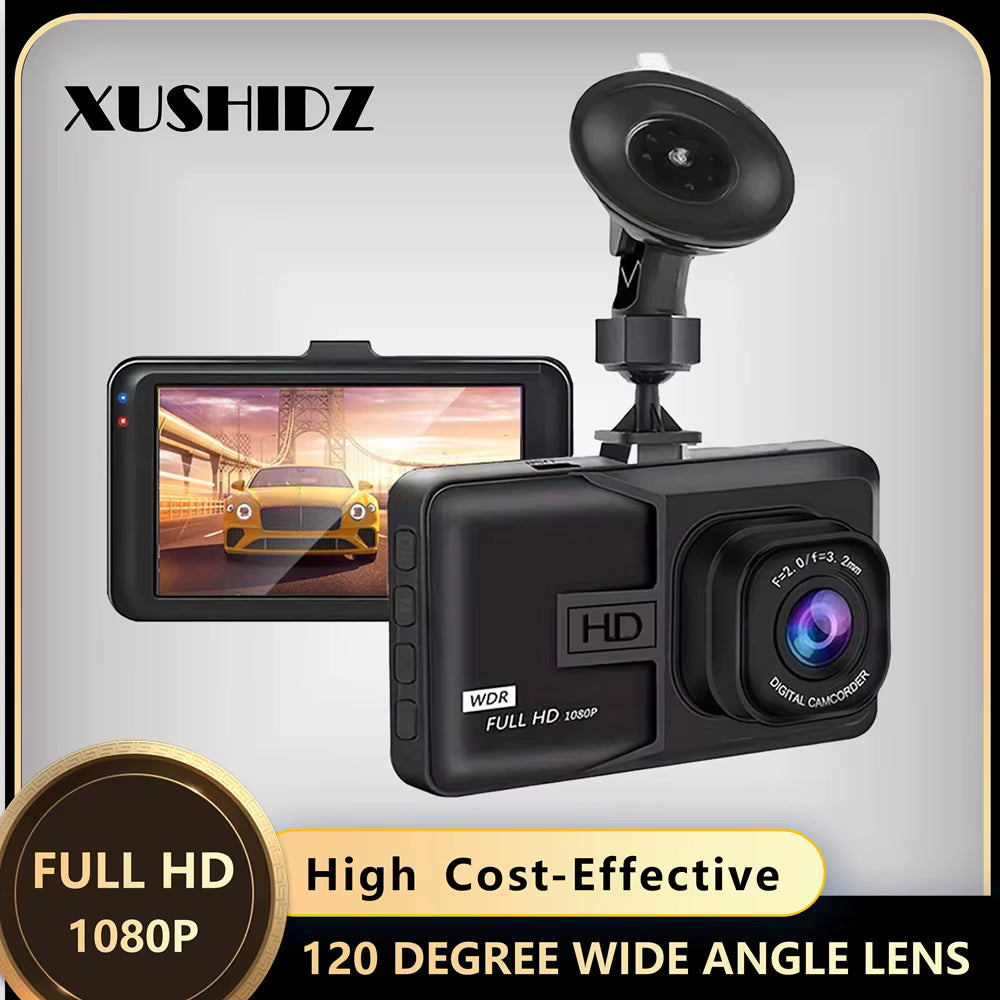 XUSHIDZ 1080P HD Dash Cam – Car DVR Recorder with Night Vision, Loop Recording, G-Sensor & 24H Parking Monitor