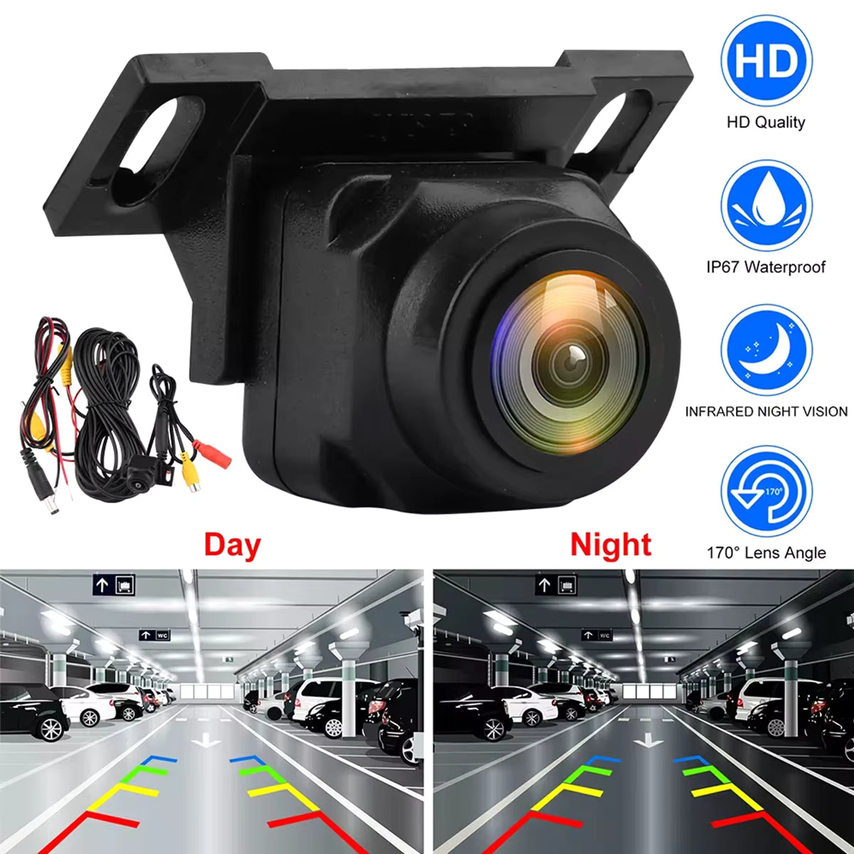 1080P Rear View Backup Camera – 170° Wide Angle Adjustable Car Reversing Camera