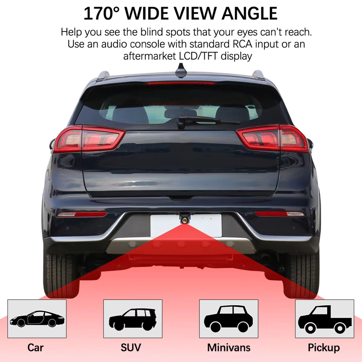 1080P Rear View Backup Camera – 170° Wide Angle Adjustable Car Reversing Camera
