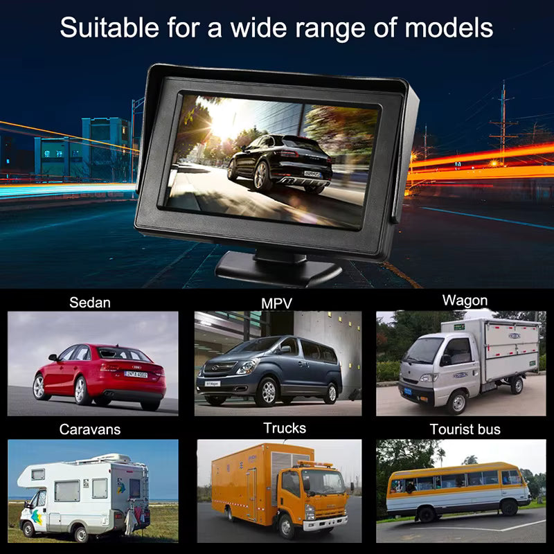 4.3" Rear View Camera Monitor – Easy Install Car Parking & Reversing Camera System