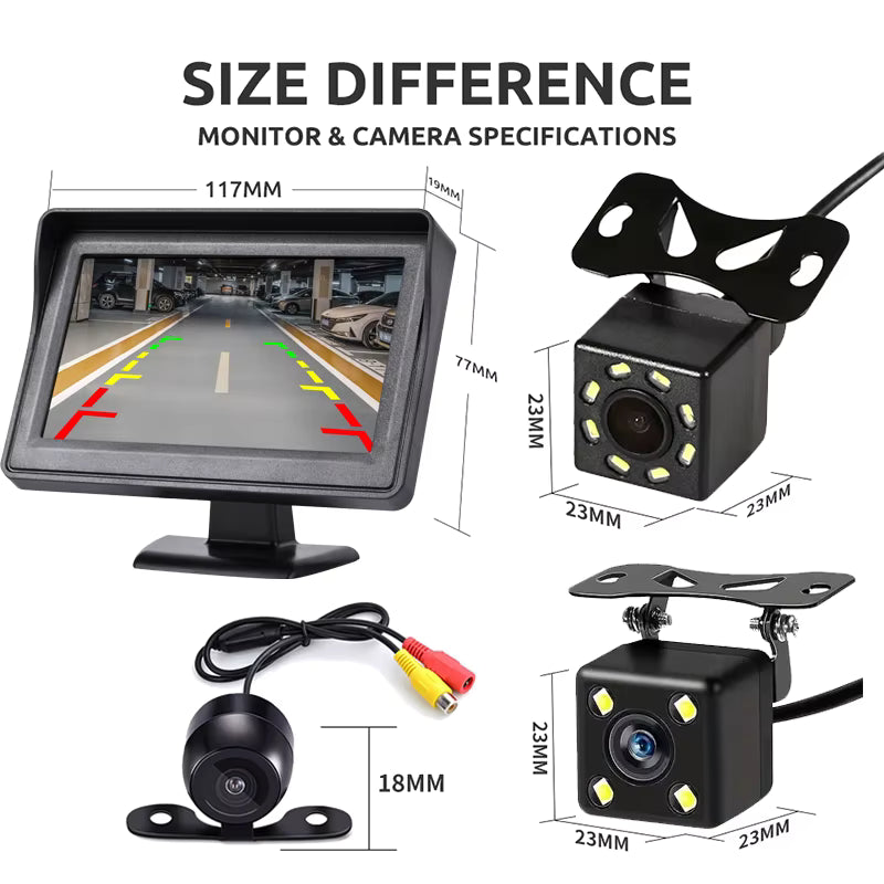 4.3" Rear View Camera Monitor – Easy Install Car Parking & Reversing Camera System
