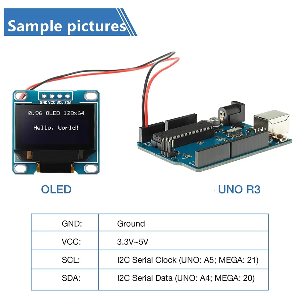 0.96" OLED Display Module 128x64 I2C SSD1306 LCD Screen for Arduino (1-10PCS)