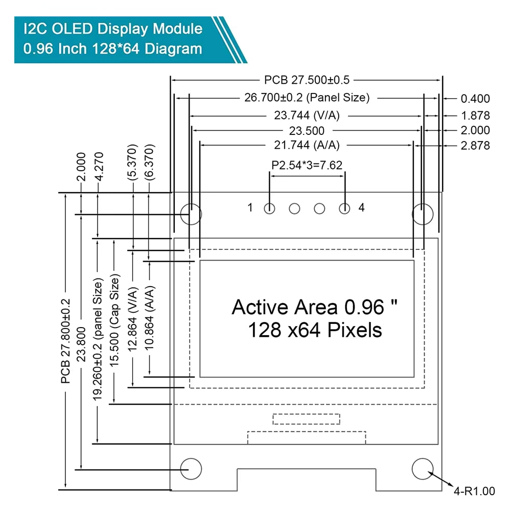 0.96" OLED Display Module 128x64 I2C SSD1306 LCD Screen for Arduino (1-10PCS)