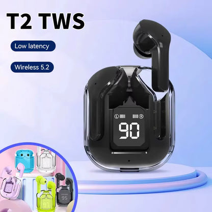 T2 Wireless Bluetooth Earbuds Transparent HiFi Stereo Headphones with LED Power Display for Xiaomi