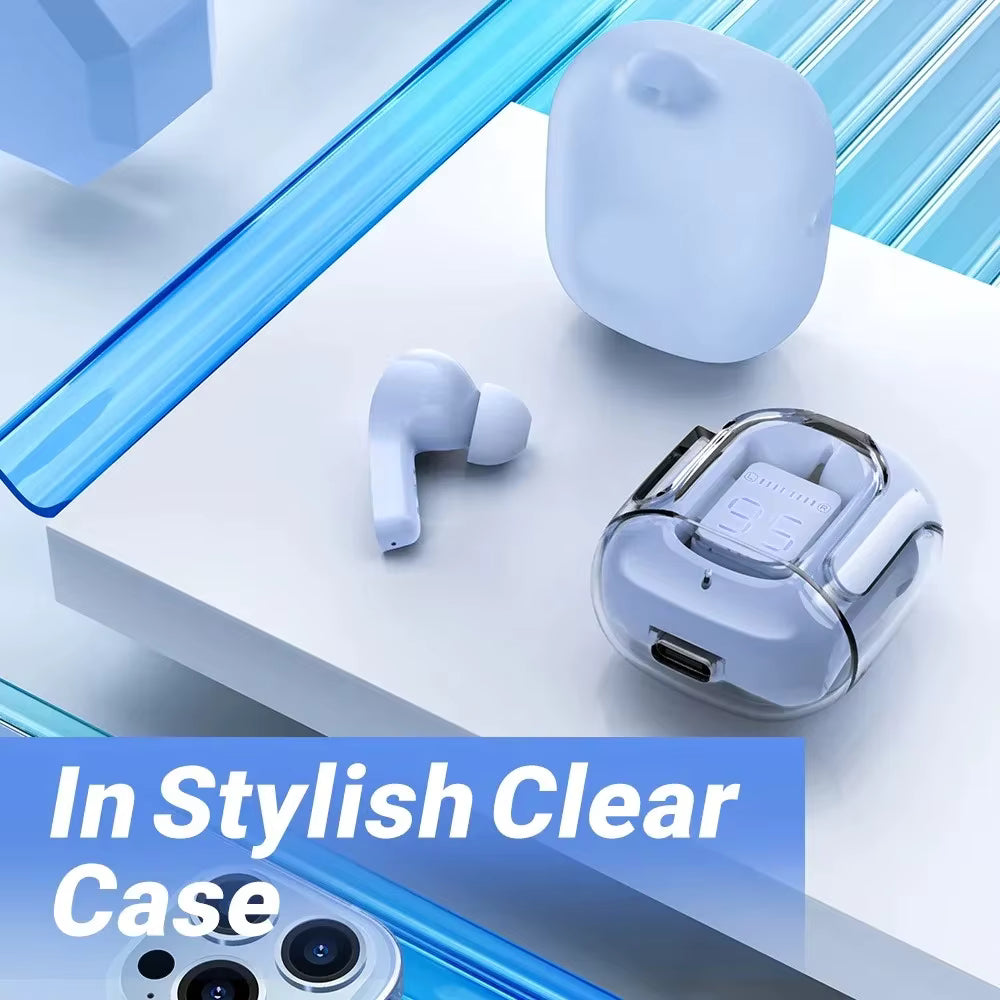 T2 Wireless Bluetooth Earbuds Transparent HiFi Stereo Headphones with LED Power Display for Xiaomi