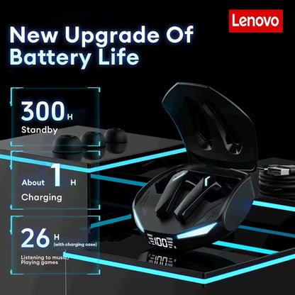 Lenovo XT53 Wireless Bluetooth 5.4 Earbuds with LED Display, Waterproof Design & Low Latency Gaming Mode