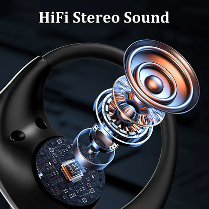 Bluetooth 5.4 TWS Ear Hook Wireless Earbuds HiFi Stereo Waterproof Headphones with LED Display