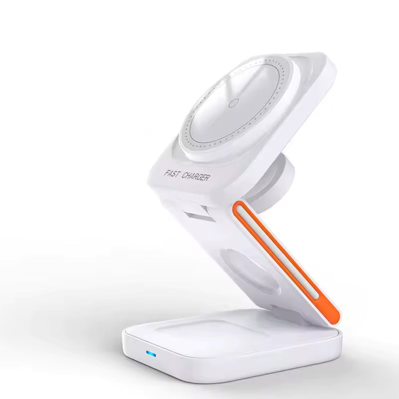 3-in-1 Foldable Magnetic Wireless Charger Stand for iPhone, Apple Watch & AirPods Pro