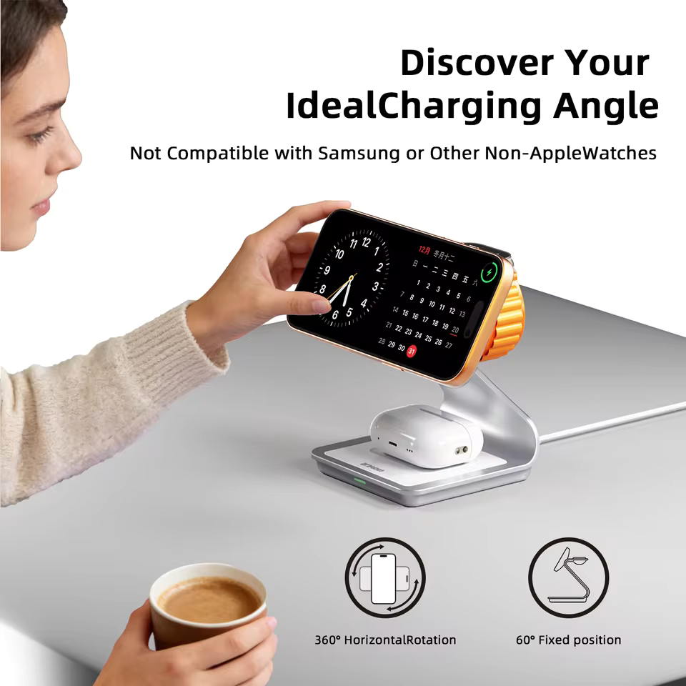 Bonola 3-in-1 Magnetic Wireless Charger 30W for iPhone, Apple Watch & AirPods Pro