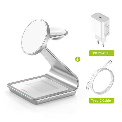 Bonola 3-in-1 Magnetic Wireless Charger 30W for iPhone, Apple Watch & AirPods Pro