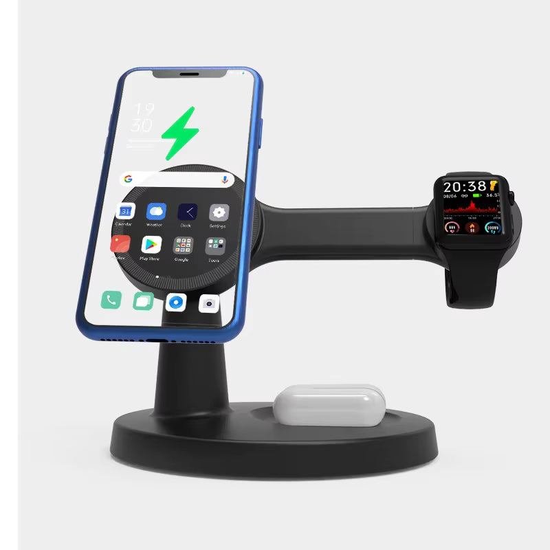 3-in-1 Magnetic Wireless Charging Station for MagSafe iPhone, Apple Watch & AirPods Pro
