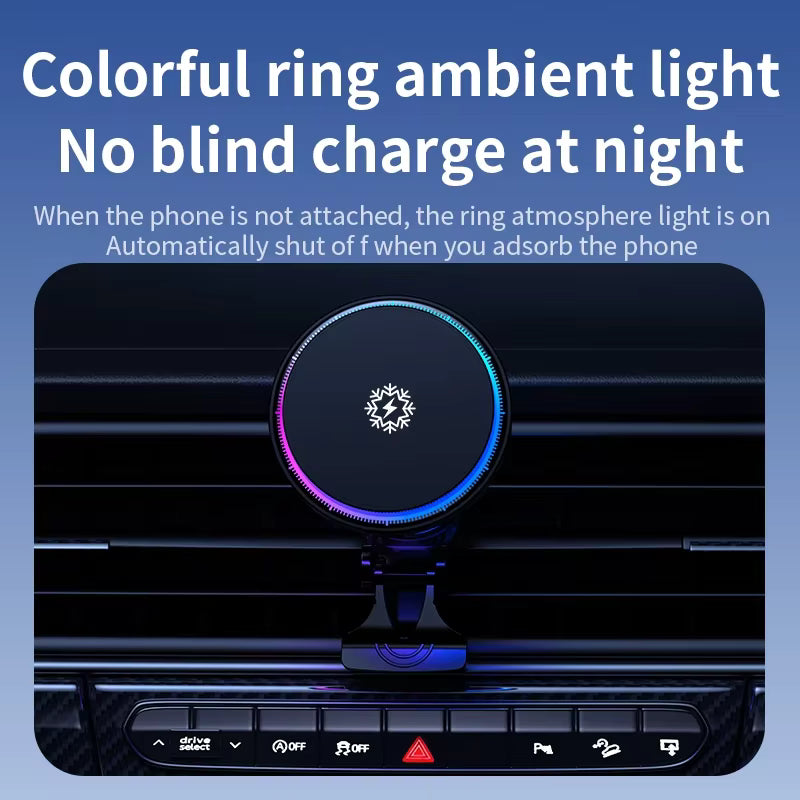 Magnetic Wireless Car Charger with Ice Cooling for iPhone 17/16/15/14/13 Pro Max MagSafe Car Mount