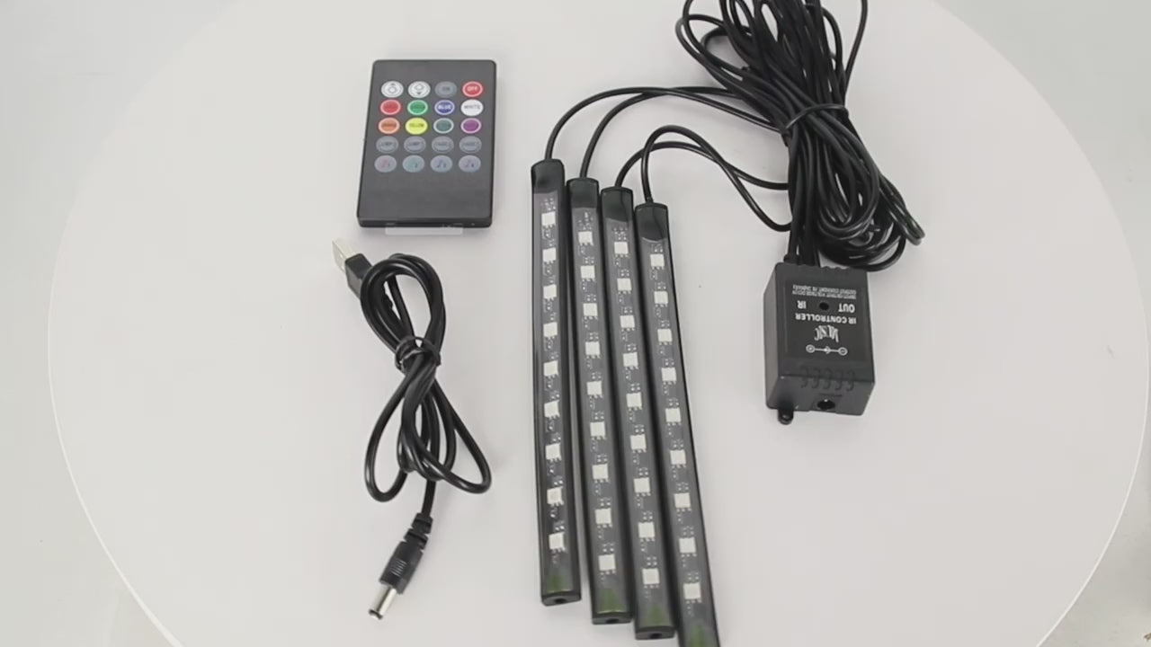 Neon RGB Car Interior Foot Lights – 48/72 LED Ambient Lighting with USB, APP & Remote Control